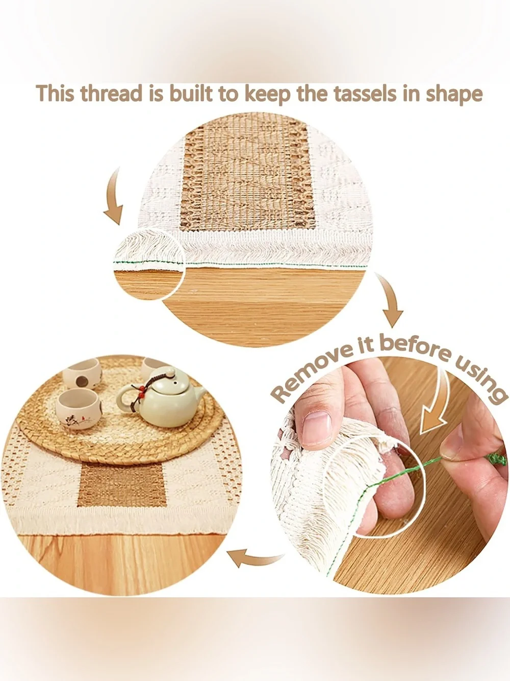 Placemats & Tablemats Set of 4 Boho Rustic